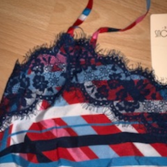 Asos Camisole red, white, blue, pink adjuatable straps and lace size 18/20 - Picture 3 of 7